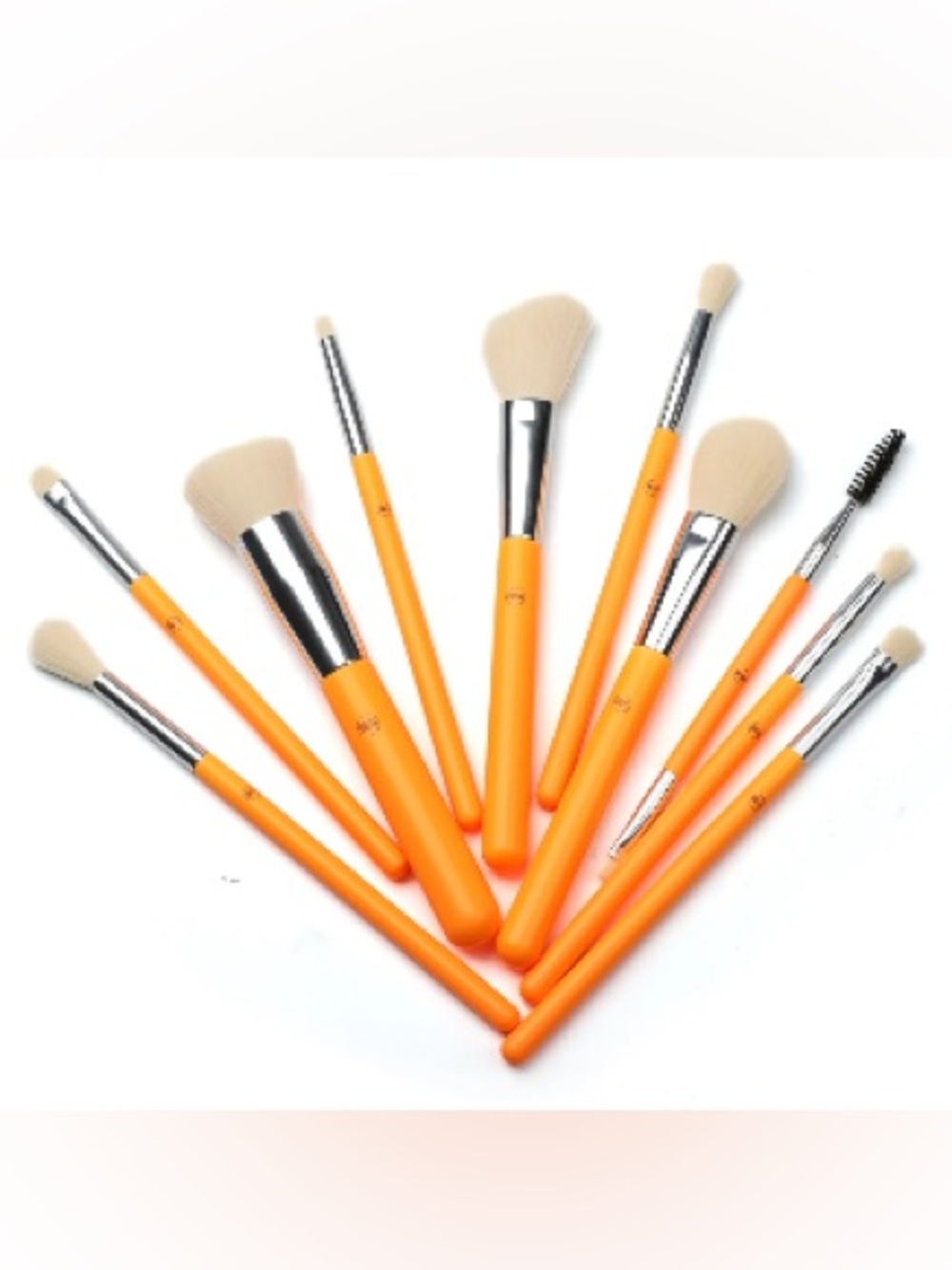 LURELLA COSMETICS Neon Brush Set 10 Pc Set Orange NEW - Picture 2 of 6
